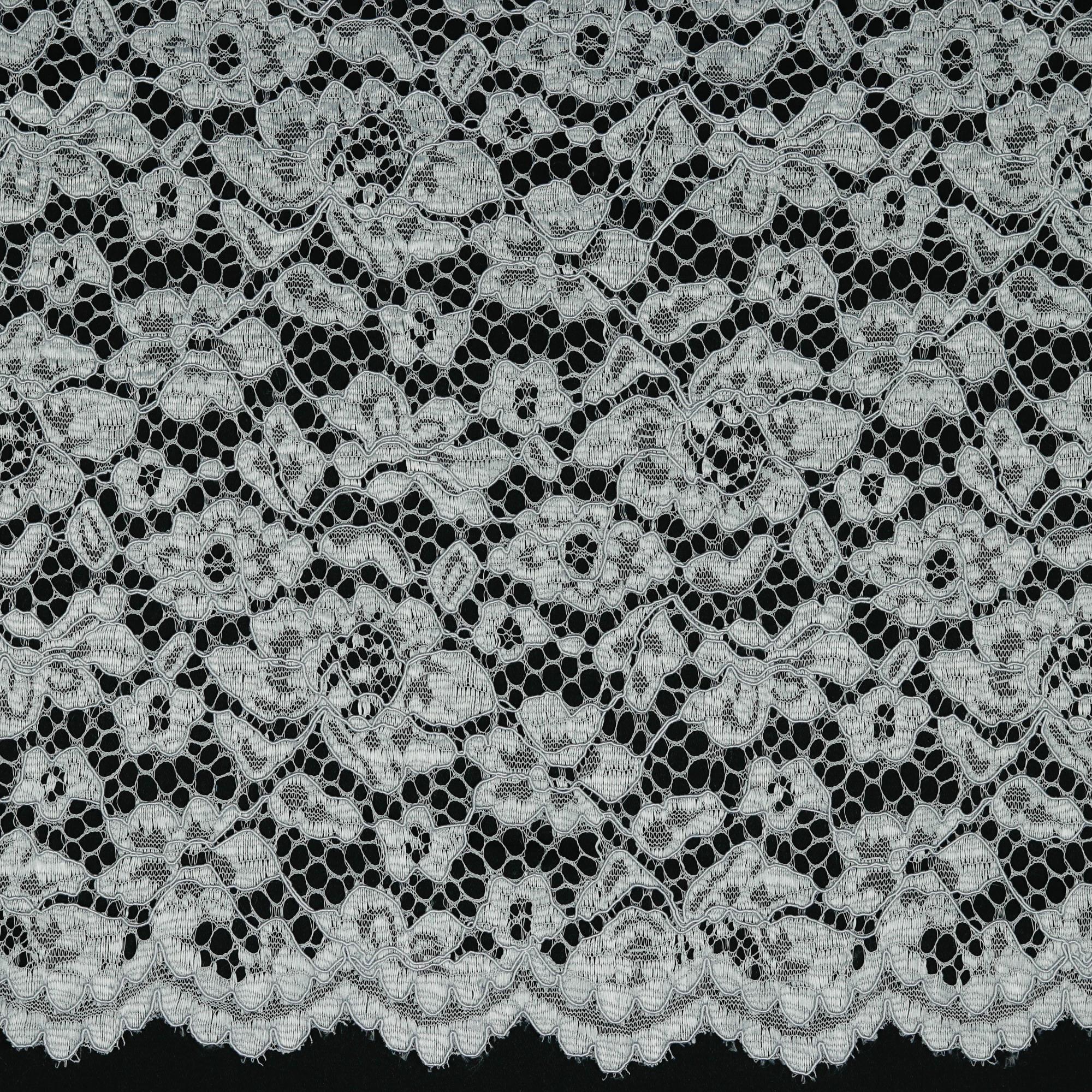Stoff Meterware Spitze Blumen Grau Polyester