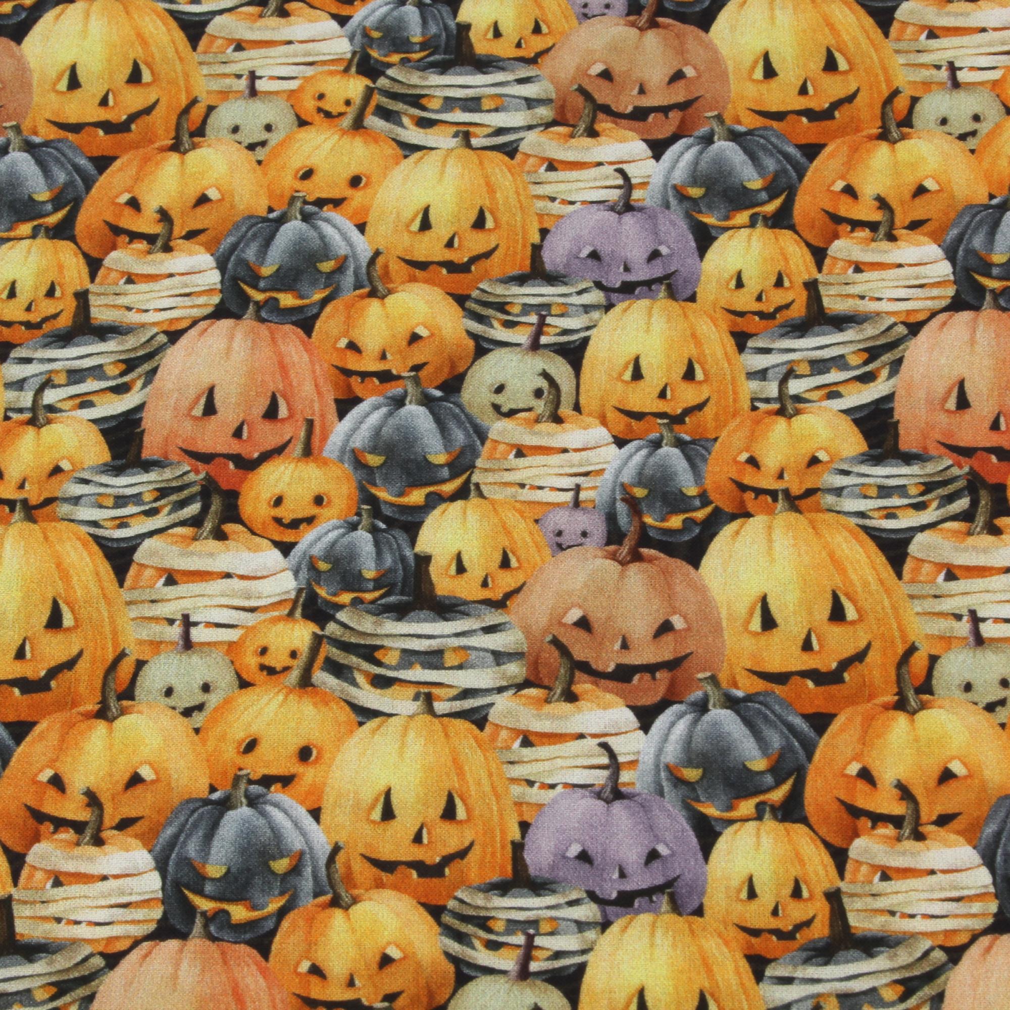 Stoff Meterware Halloween Kürbis Pumpkinhead