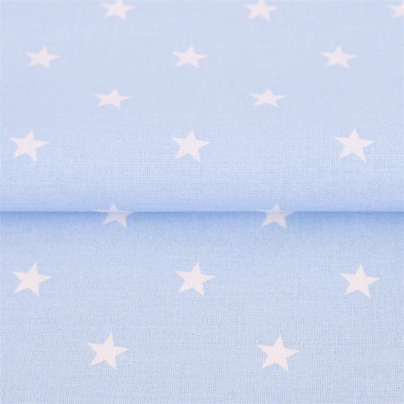 Stoff Meterware Sterne Weiß auf Hellblau