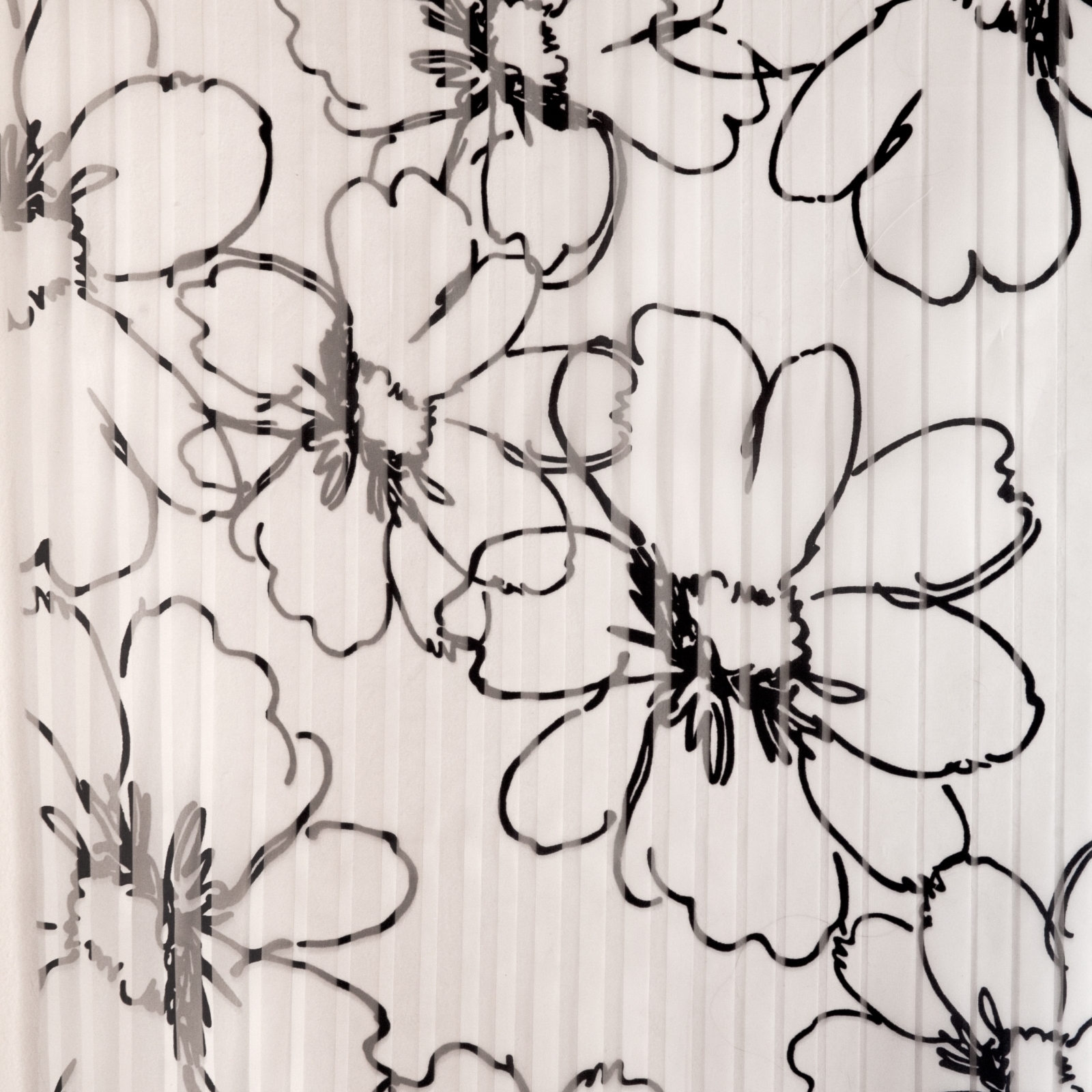 Vorhangstoff Blumen Streifen Weiß