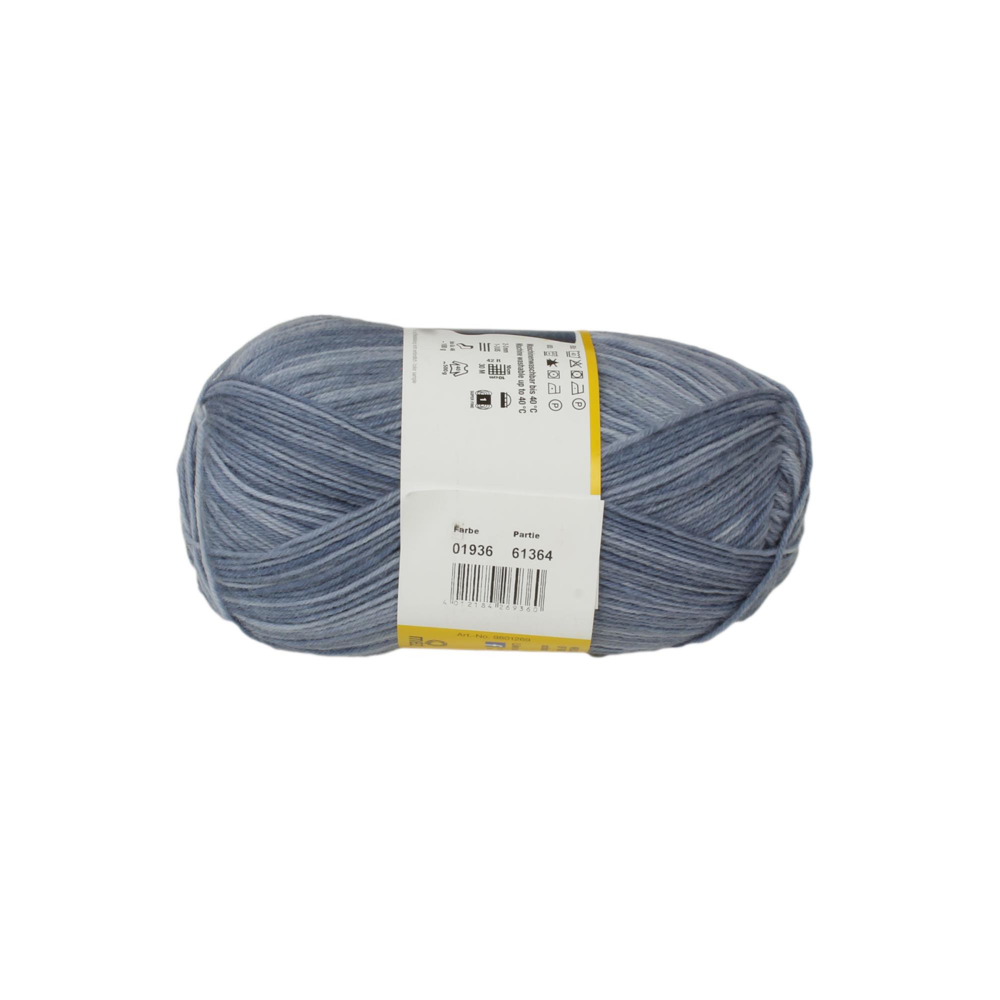 Sockenwolle Regia 4-fädig 100g Color Rauchblau 01936