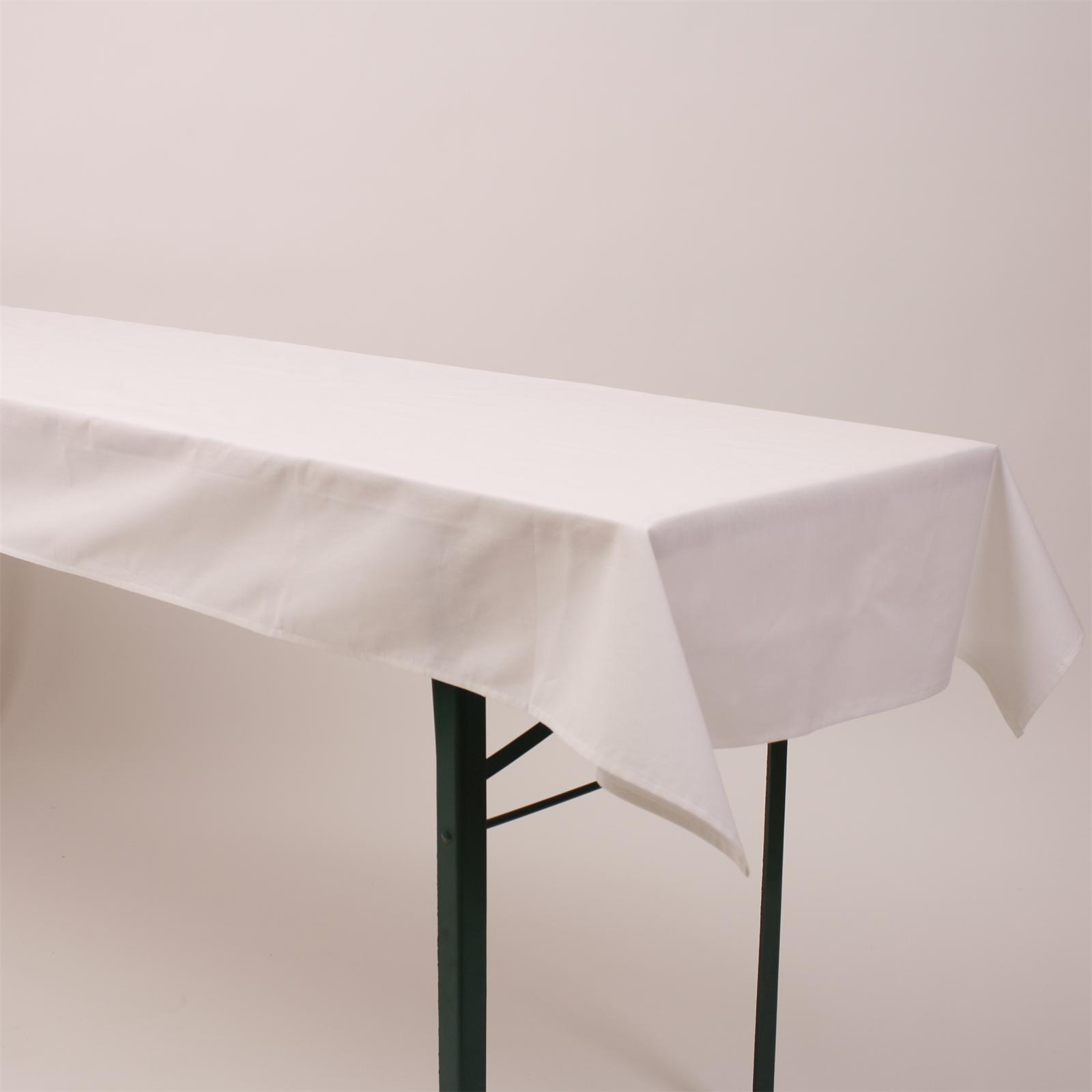 Biertisch Tischdecke Uni Weiß Baumwolle-150x270 cm