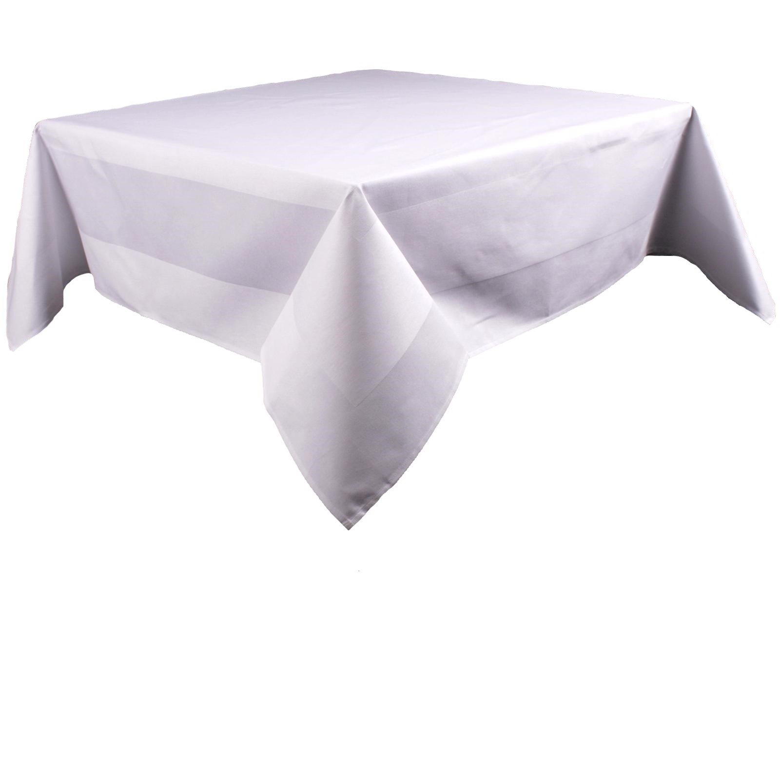 Damast Tischdecke Weiß Atlaskante Baumwolle-100x100 cm