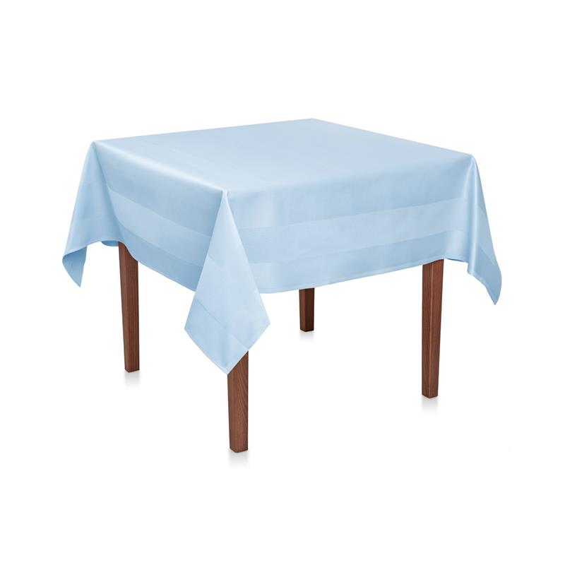 Damast Tischdecke Blau Atlaskante Baumwolle-130x280 cm