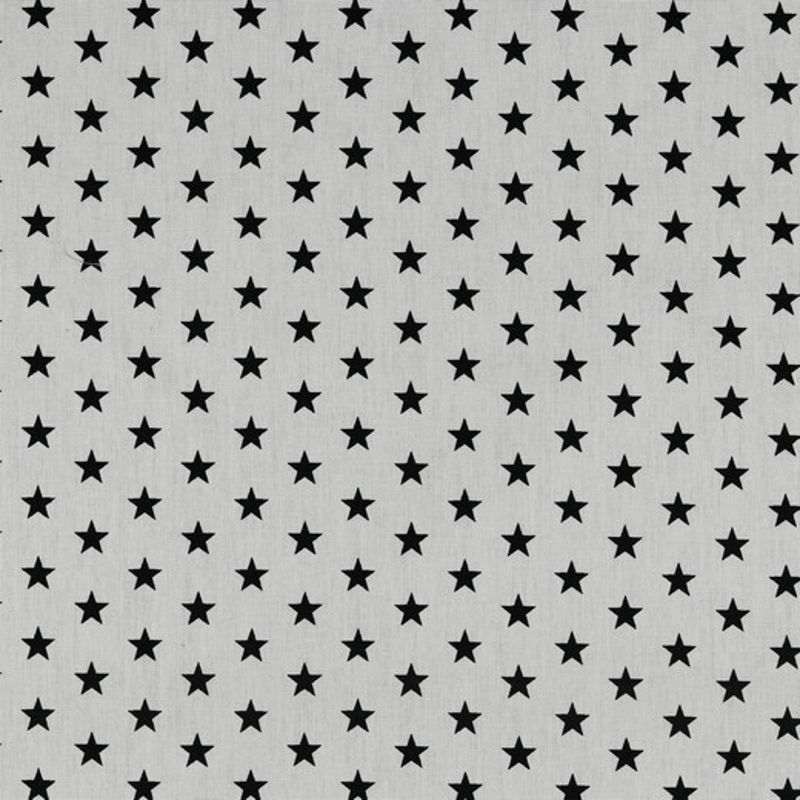 Stoff Meterware Sterne Schwarz auf Weiß