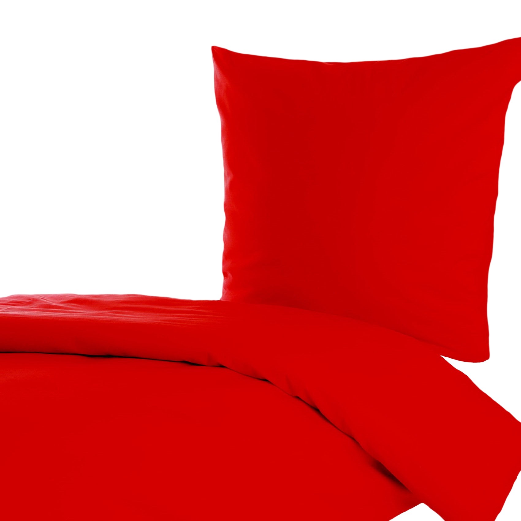 Bettwäsche Uni Rot Baumwolle Linon-135x200 cm + 80x80 cm