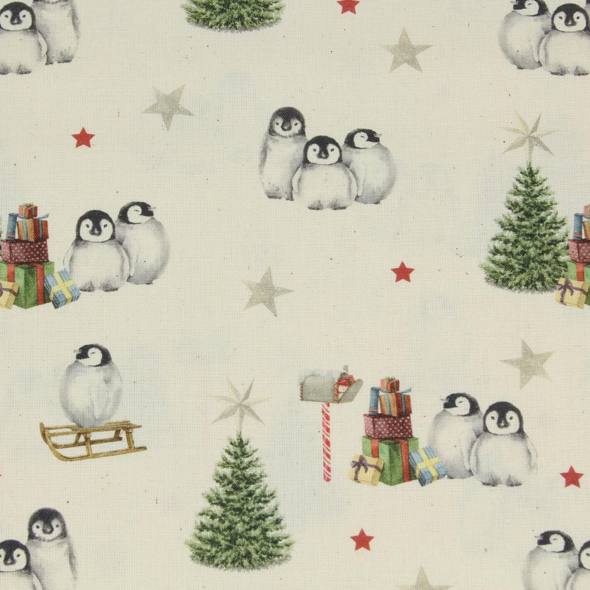 Stoff Meterware Weihnacht Pinguine Geschenke Bio Baumwolle