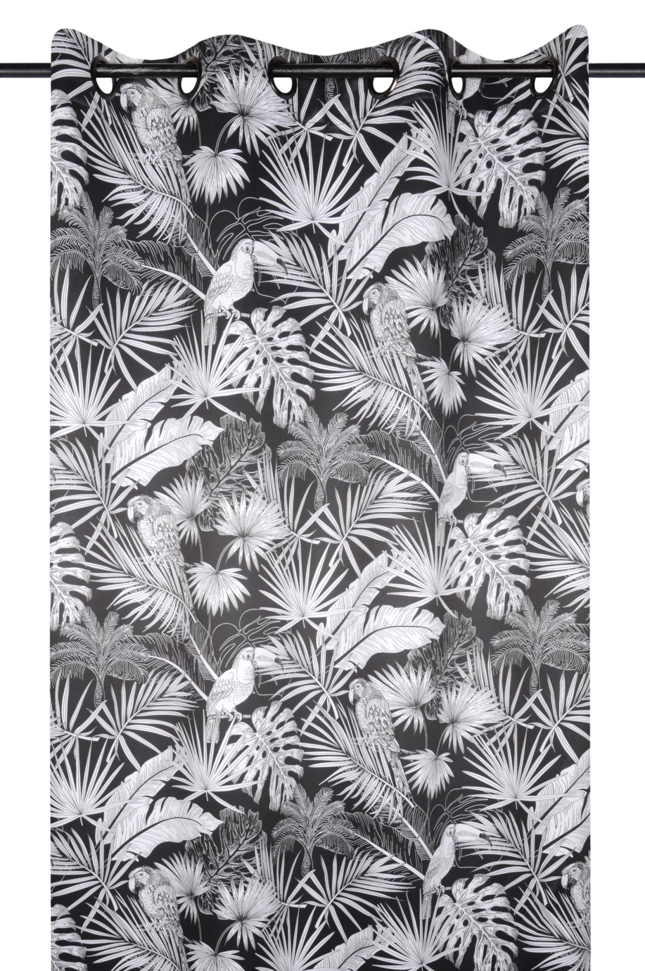 Vorhang 135x260 cm Brasil Palmenblätter schwarz weiß
