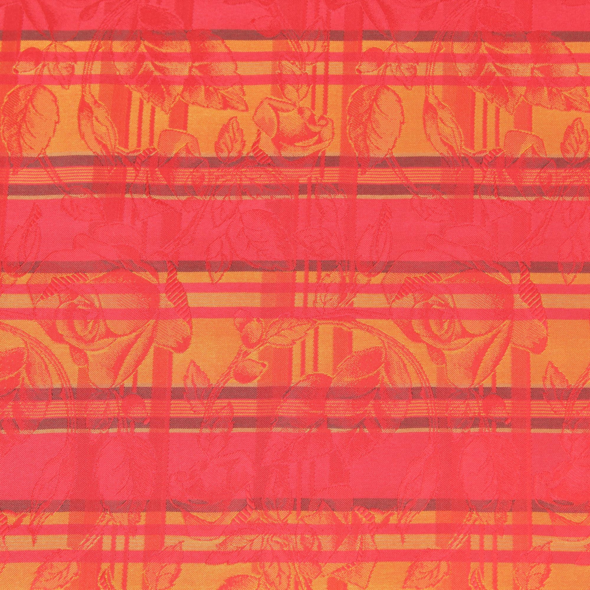 Stoff Meterware Blätter Streifen Karo Rot Polyester