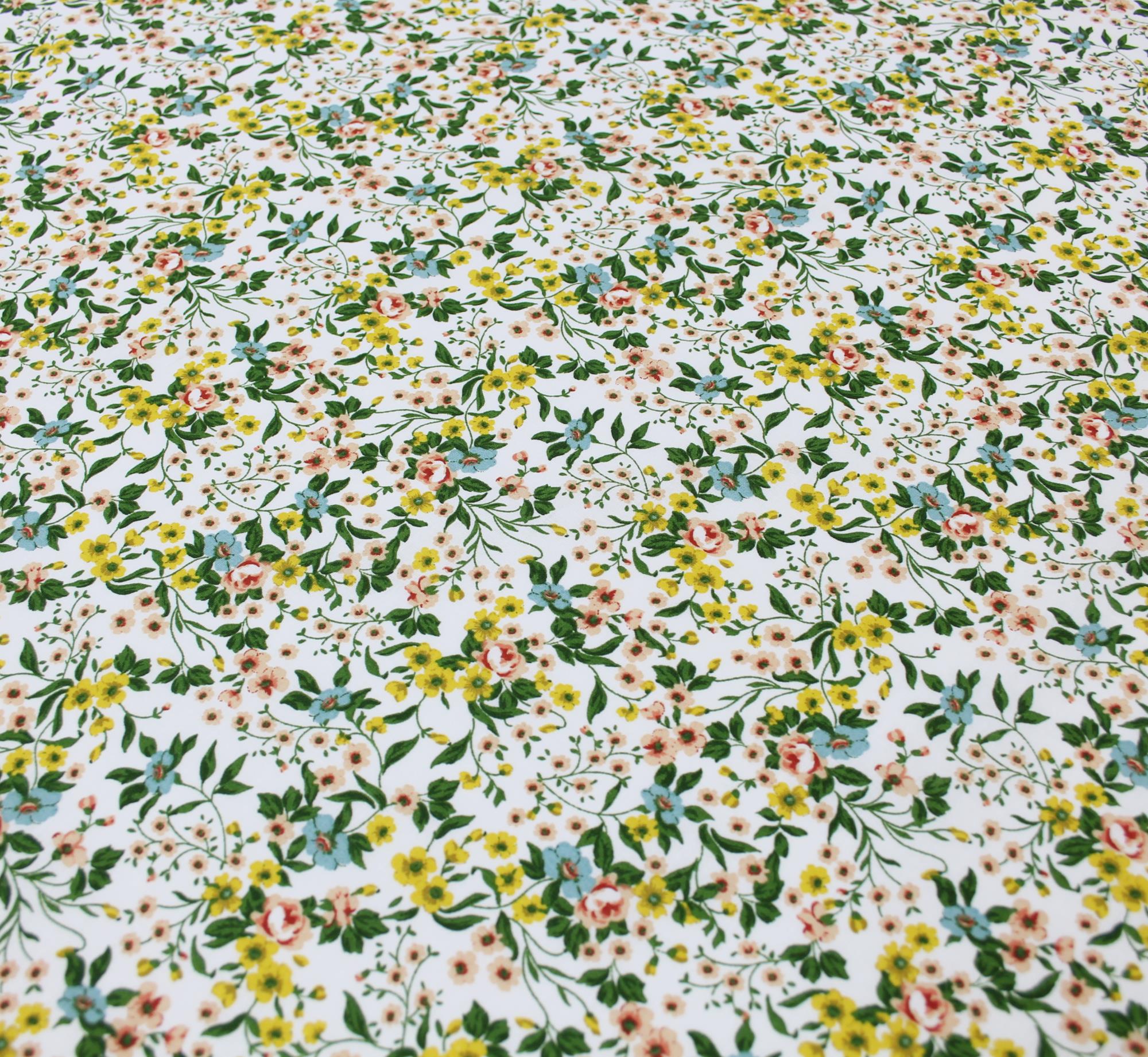 Stoff Meterware Blüten Anna gelb Baumwolle