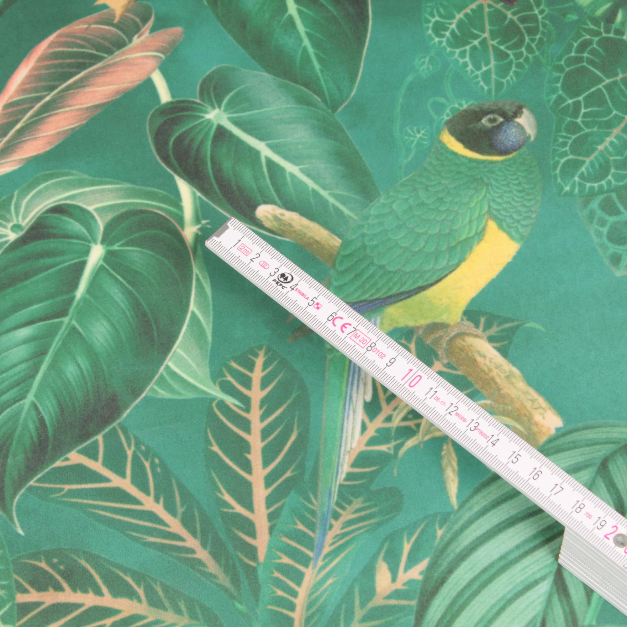 Stoff Meterware Tropische Vögel Calathea Velour Deluxe