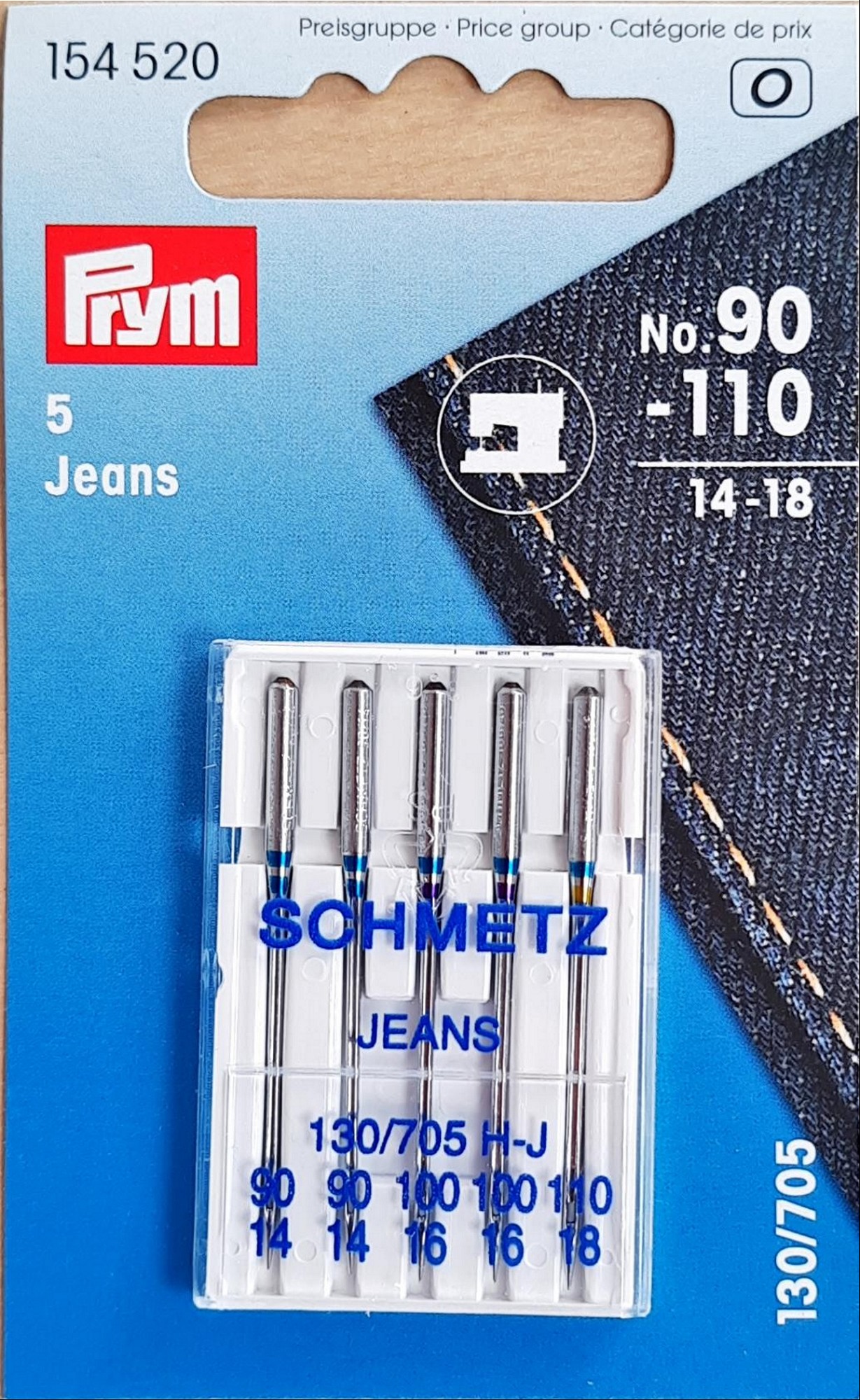 Nähmaschinennadeln 130/705 Jeans 90-110