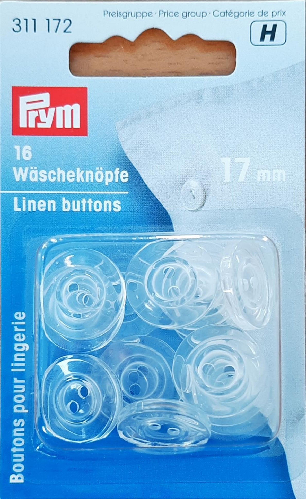Wäscheknöpfe Kunststoff 26" 17 mm transparent