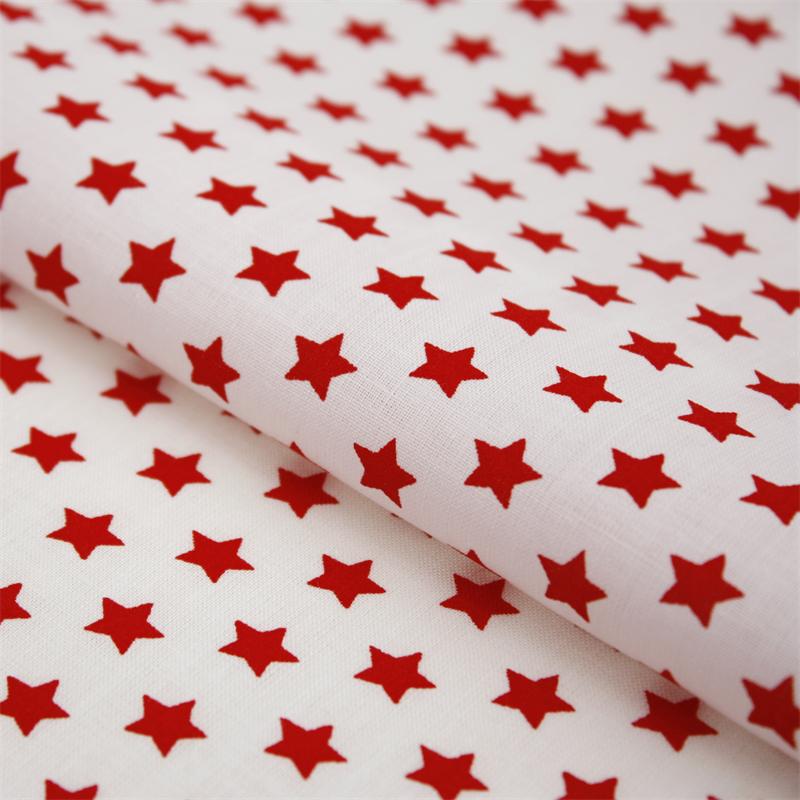 Stoff Meterware Sterne Rot auf Weiß