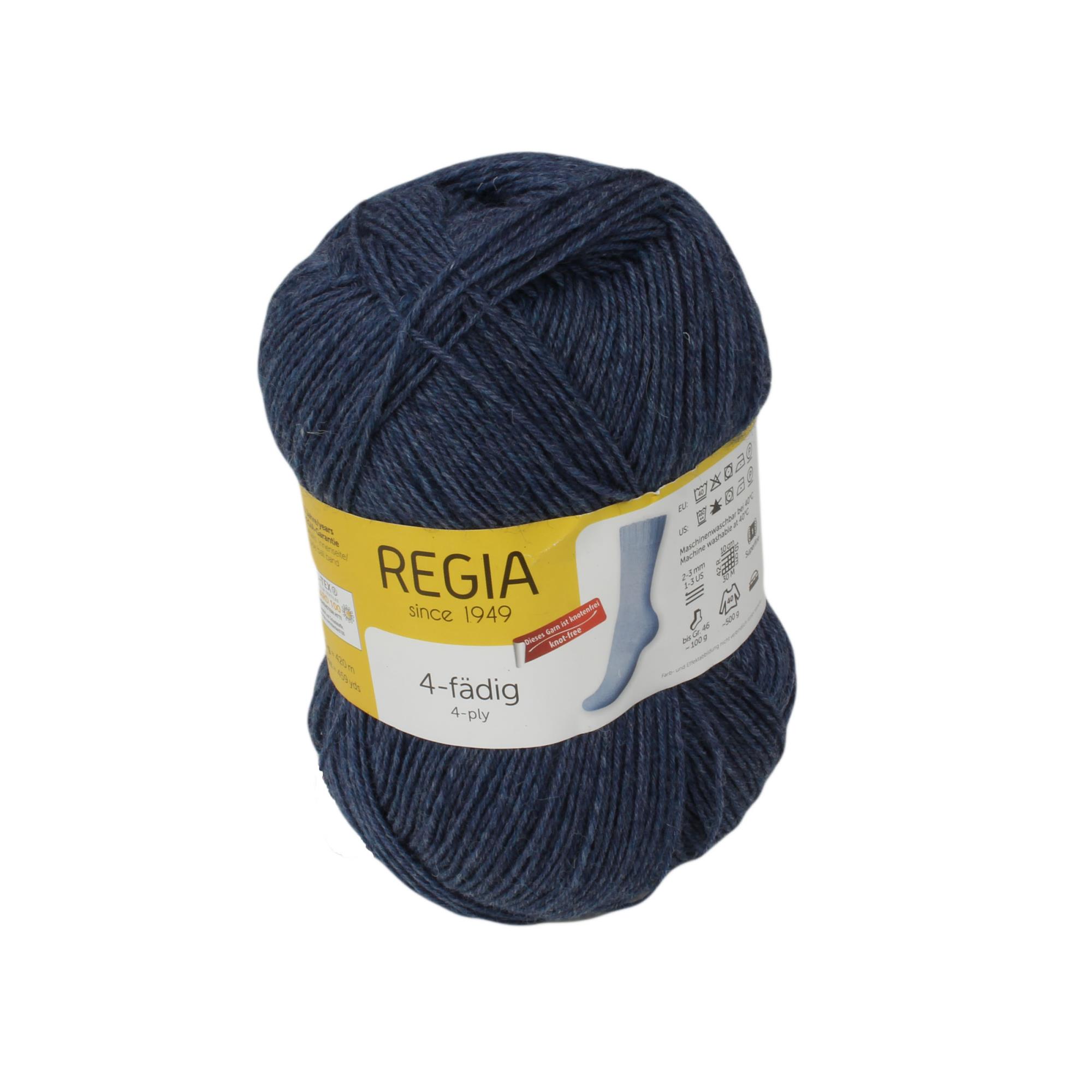 Sockenwolle Regia 4-fädig 100g Uni Jeans meliert 02137