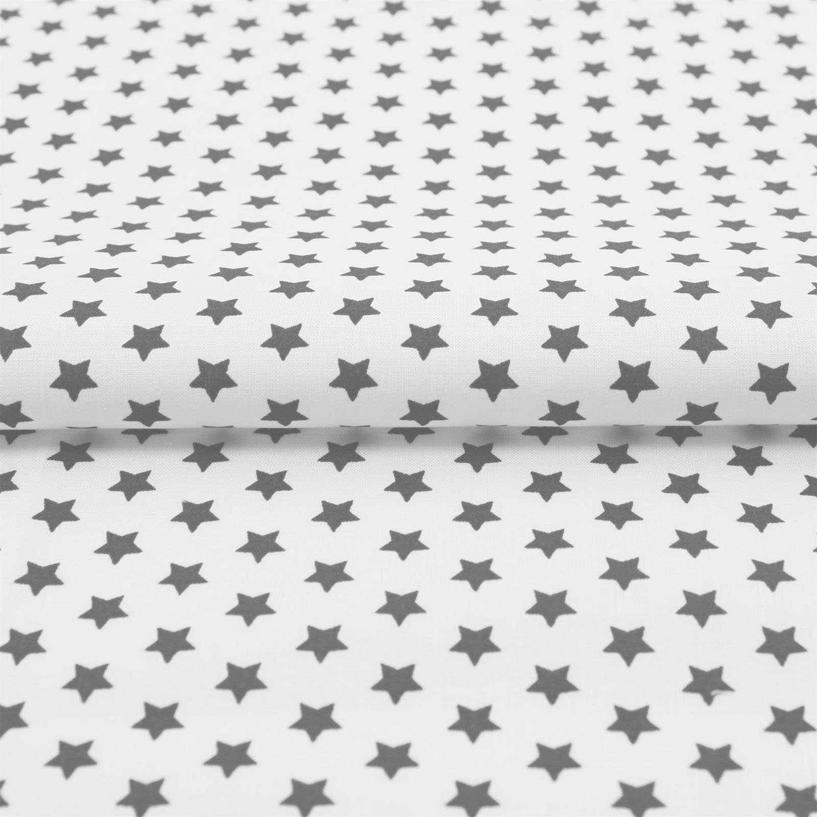 Stoff Meterware Sterne Grau auf Weiß