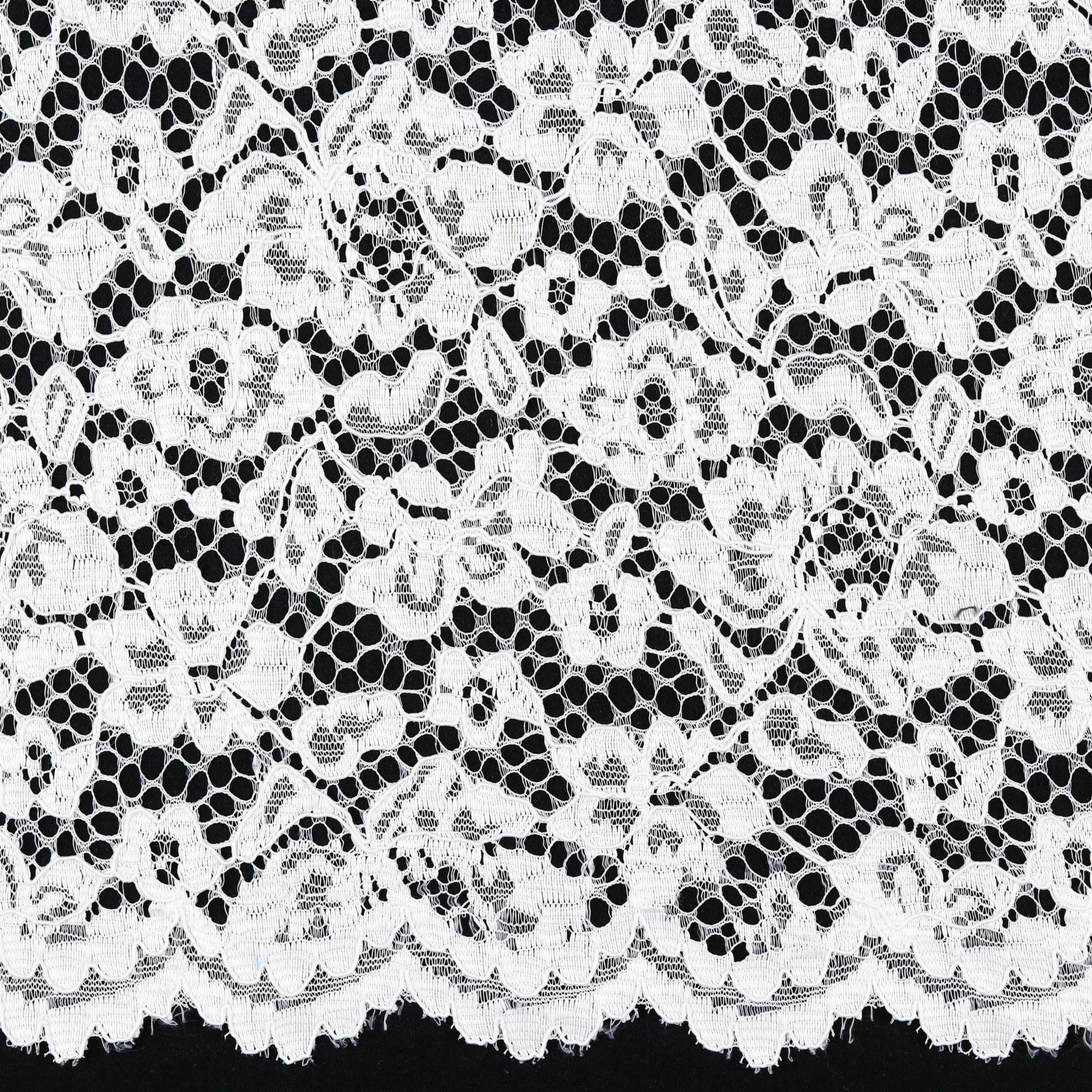 Stoff Meterware Spitze Blumen Weiß Polyester