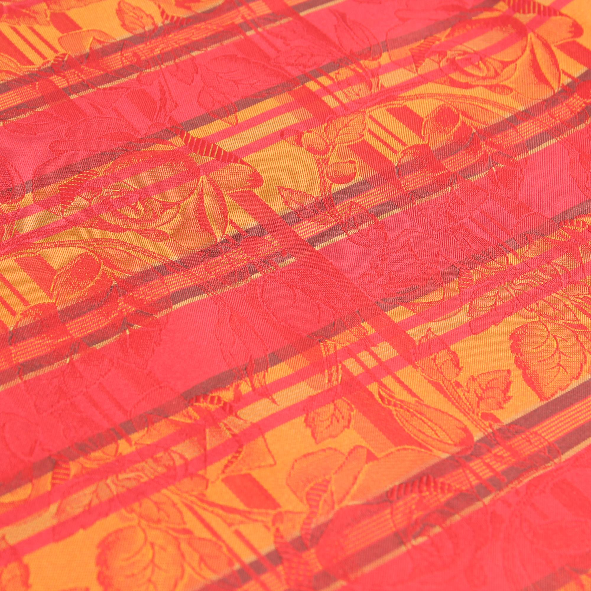 Stoff Meterware Blätter Streifen Karo Rot Polyester