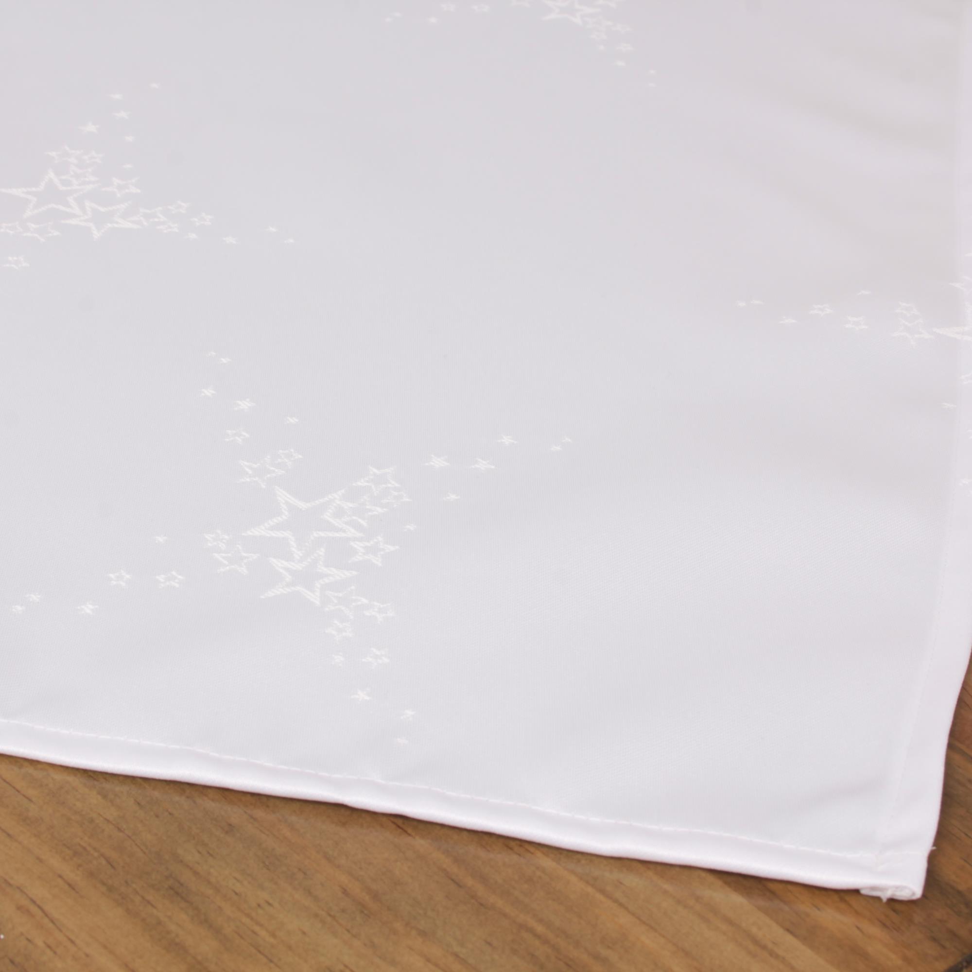 Tischdecke Sterne Weiß Polyester - 130x220 cm