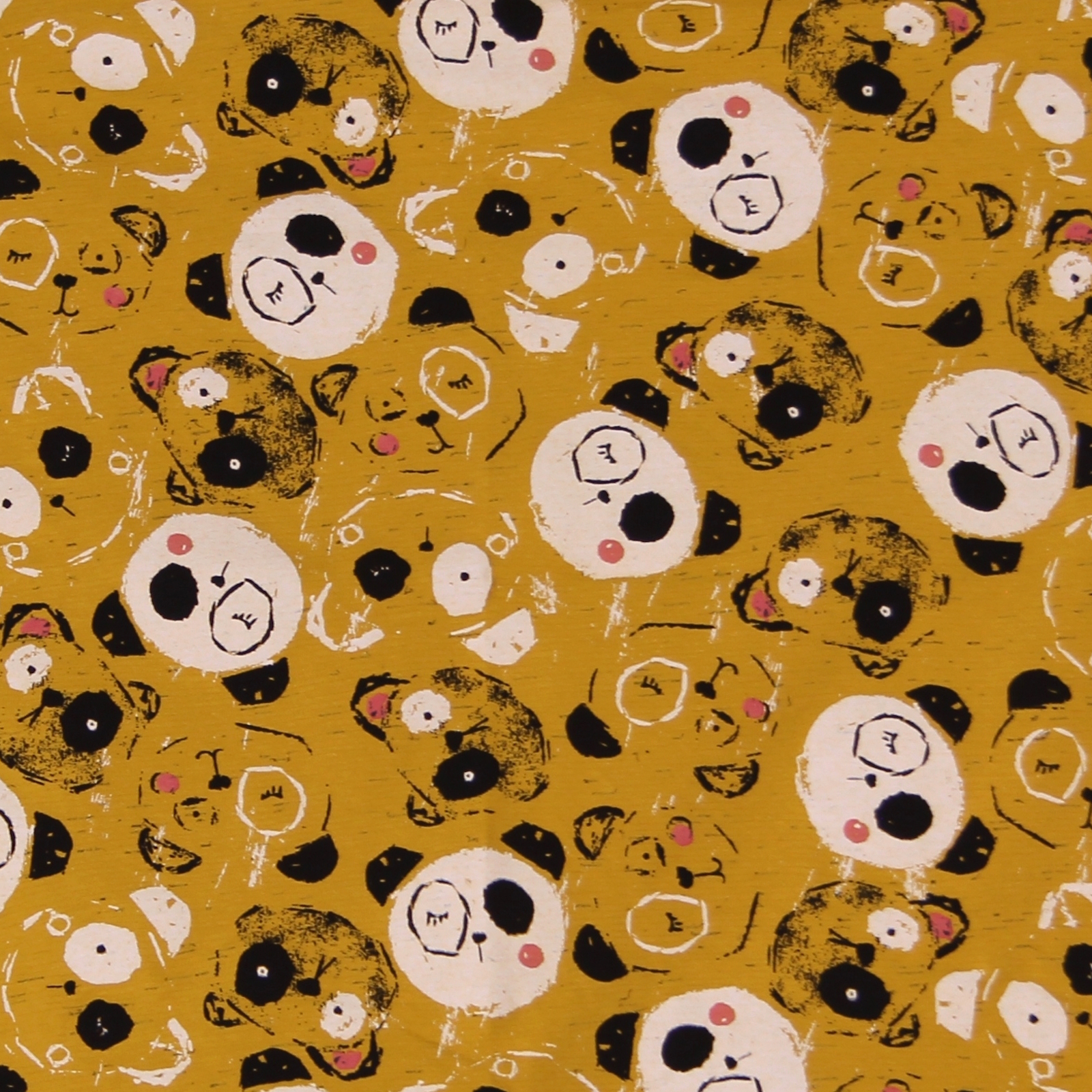Kinderbettwäsche 100x135 40x60 cm Panda Bären Ocker Jersey