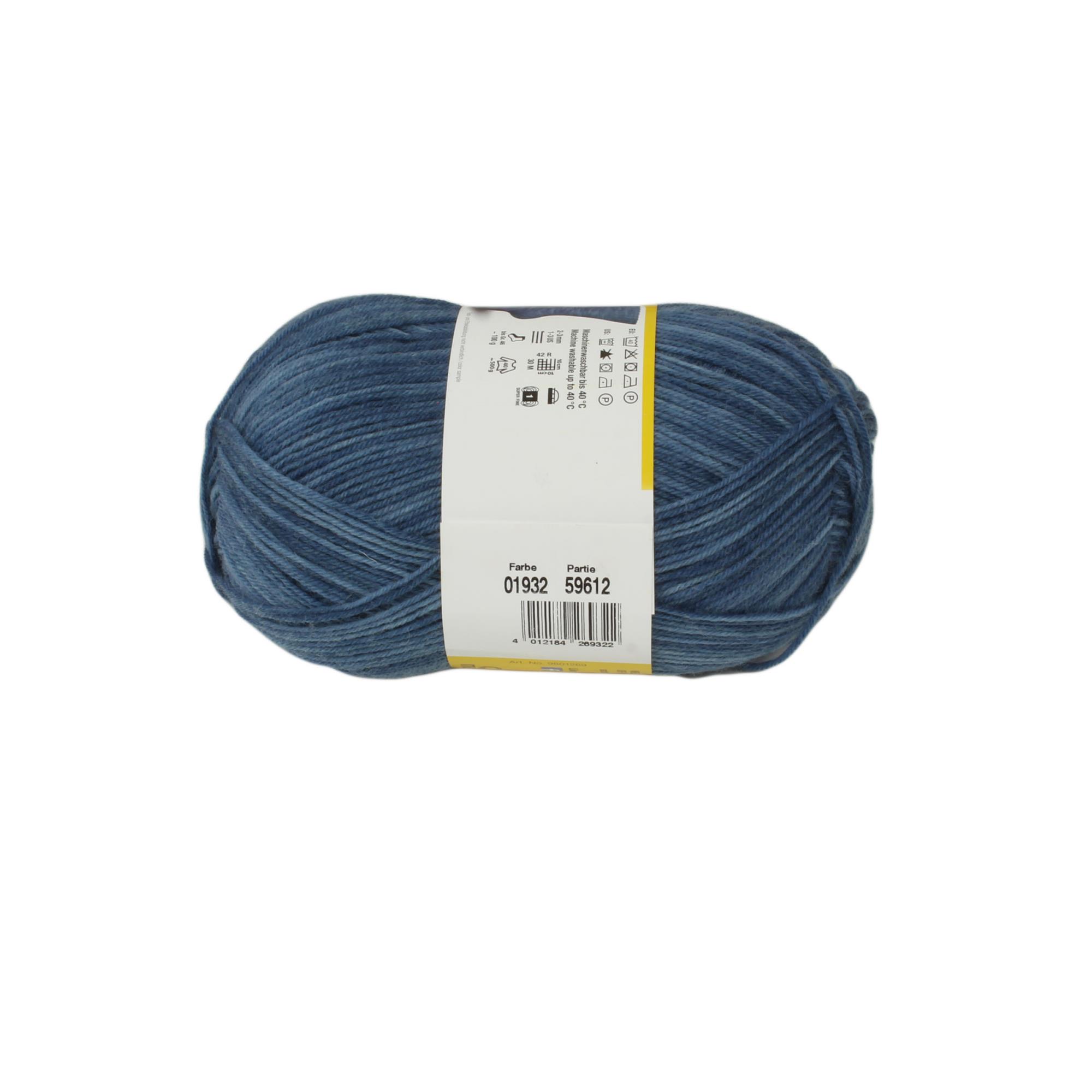 Sockenwolle Regia 4-fädig 100g Color Jeansblau 01932