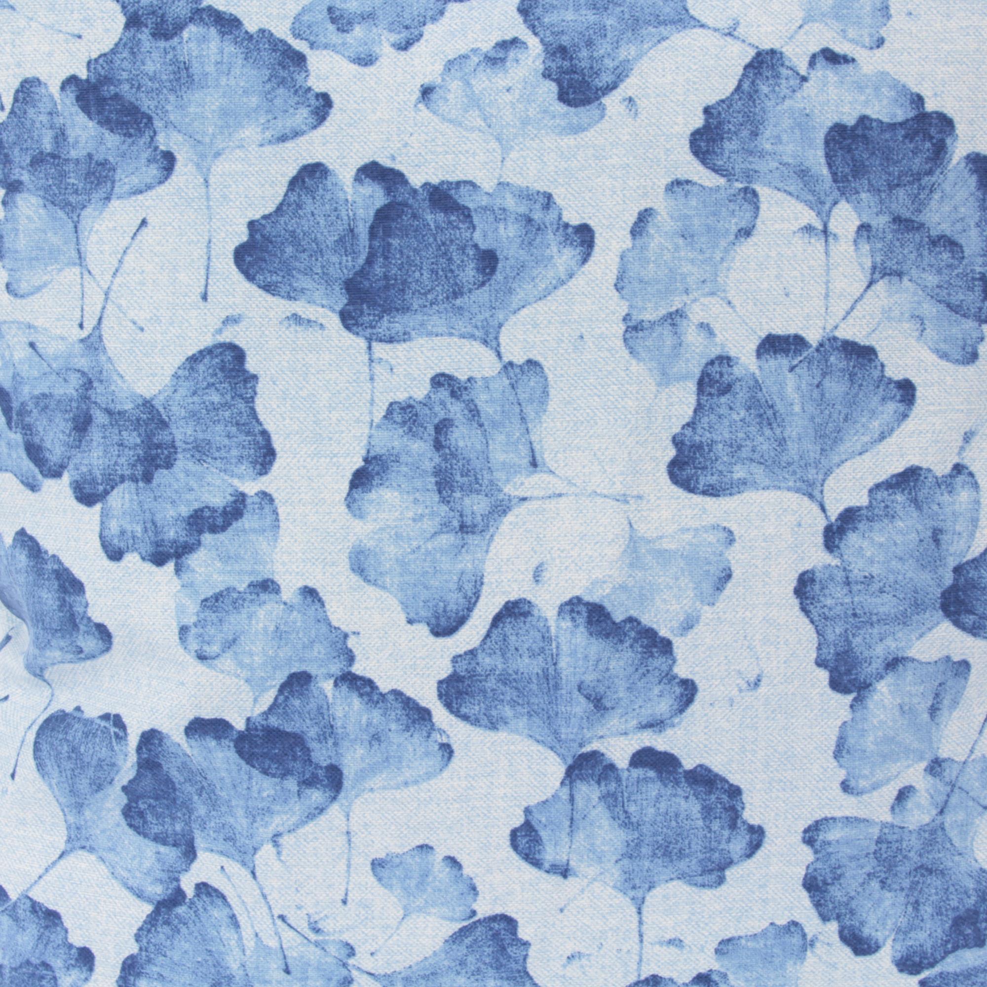 Kissenbezug 40x40 cm Ginkgo Blätter Blau Baumwolle