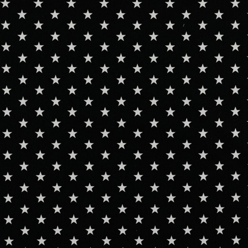 Stoff Meterware Sterne Weiß auf Schwarz