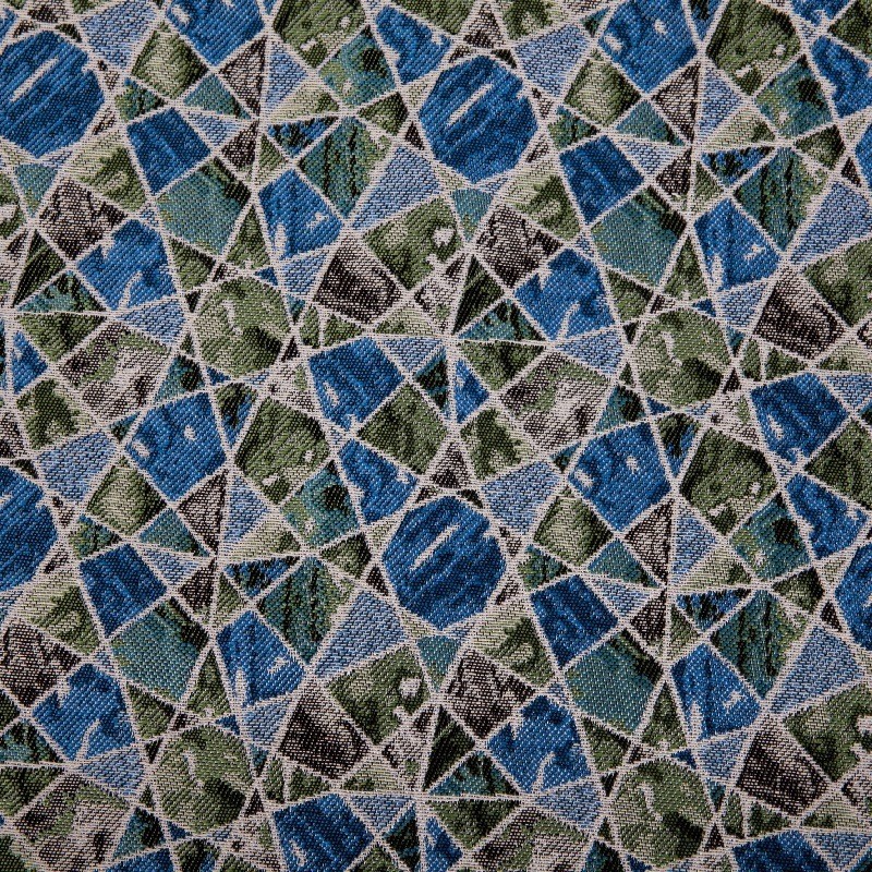 Stoff Meterware Mosaik Blau Grün