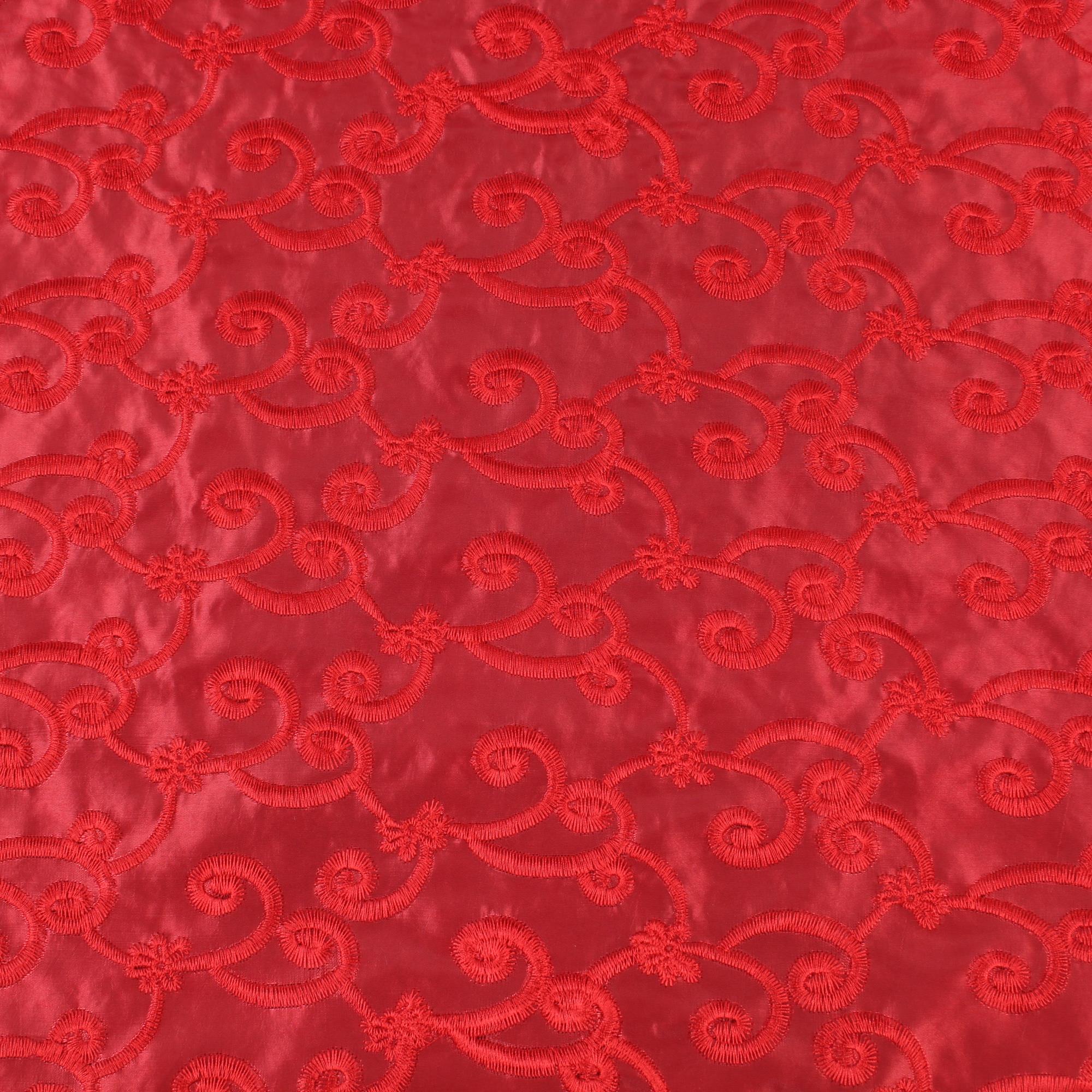 Stoff Meterware Blumenranken Stick Rot Polyester