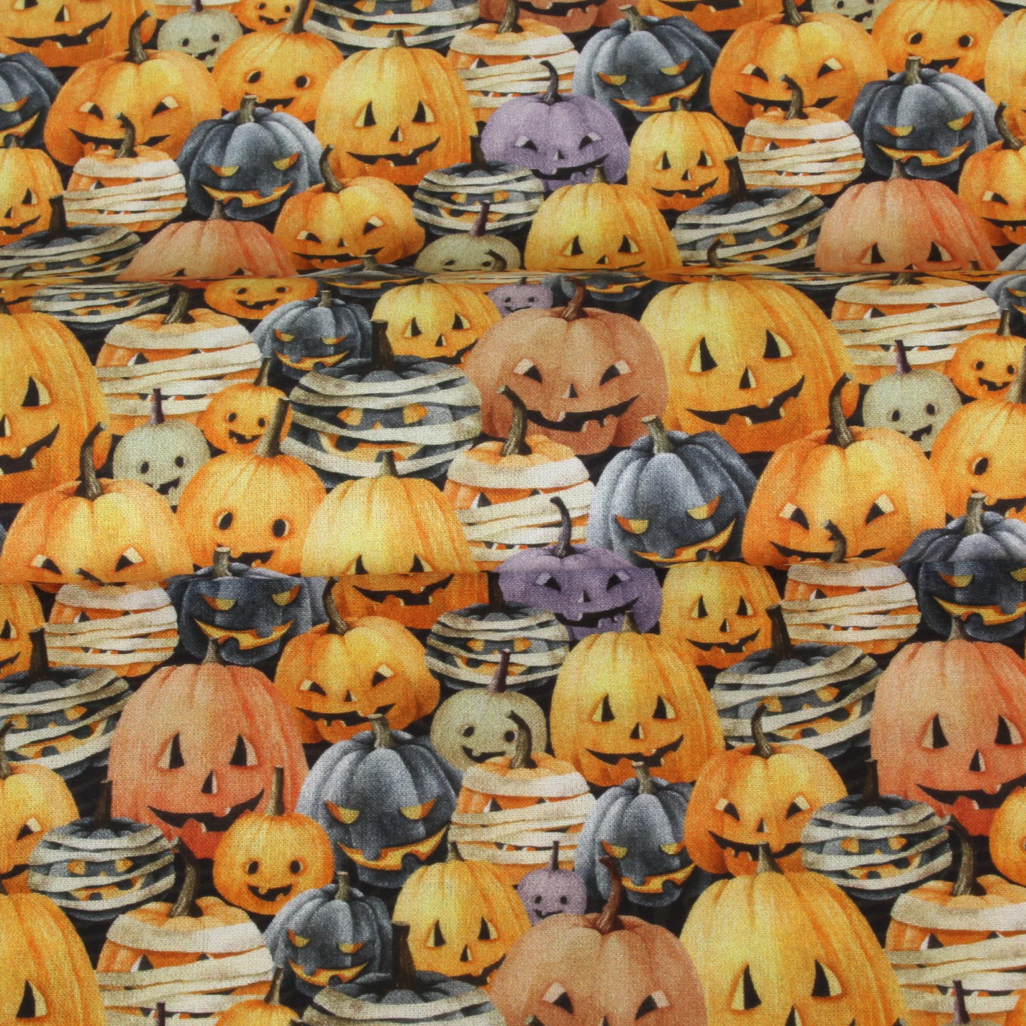 Stoff Meterware Halloween Kürbis Pumpkinhead