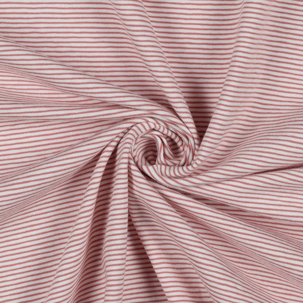Stoff Meterware Streifen Rosa Weiß Basic Jersey
