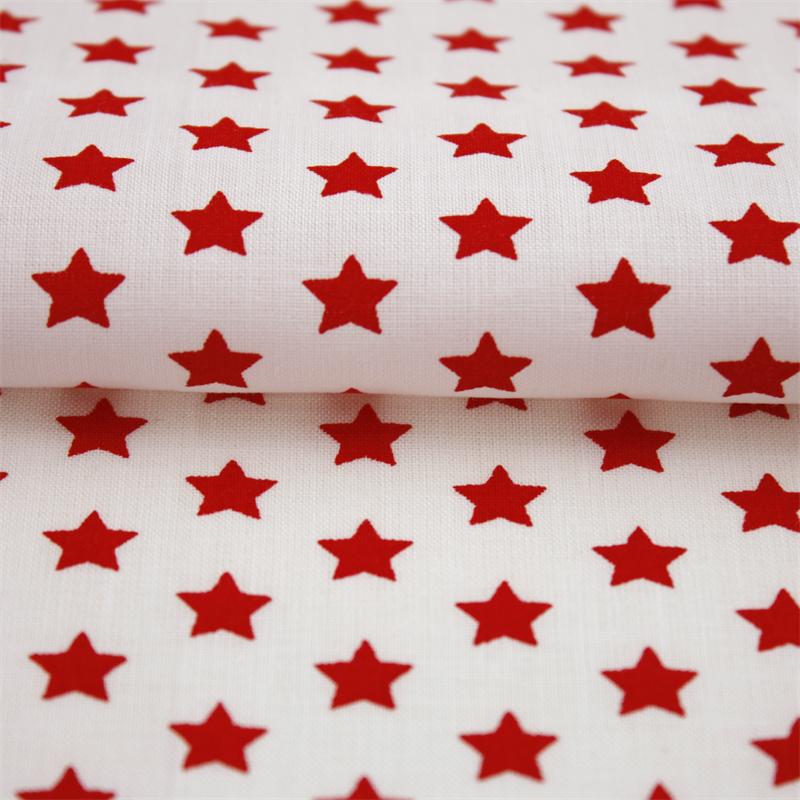 Stoff Meterware Sterne Rot auf Weiß