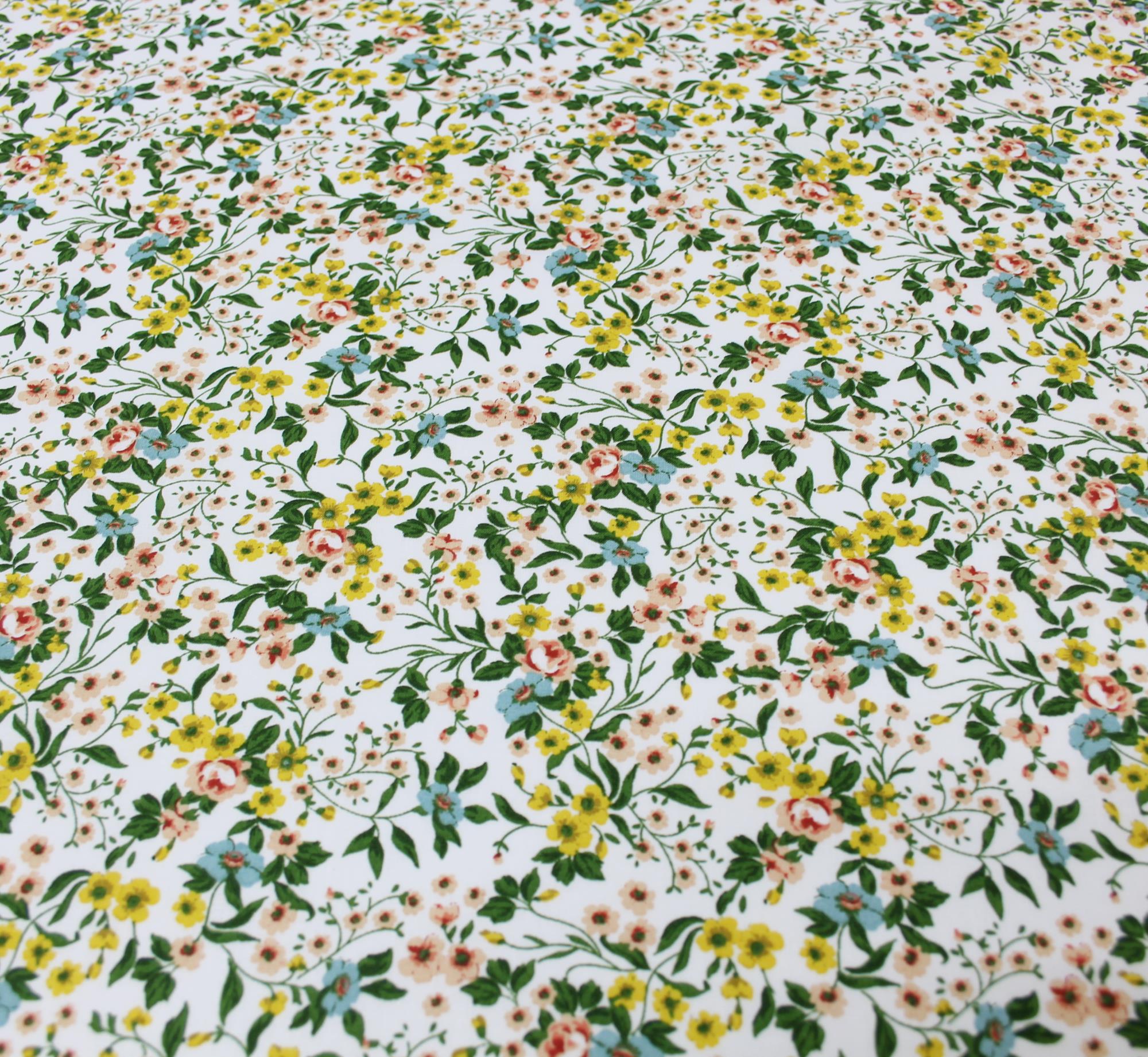 Stoff Meterware Blüten Anna gelb Baumwolle